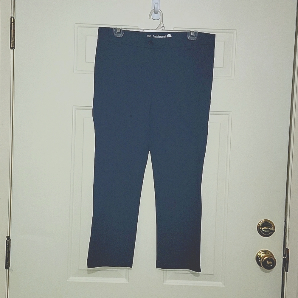 Betabrand Navy Capri pants Large pull-on with belt loops w/faux back pockets